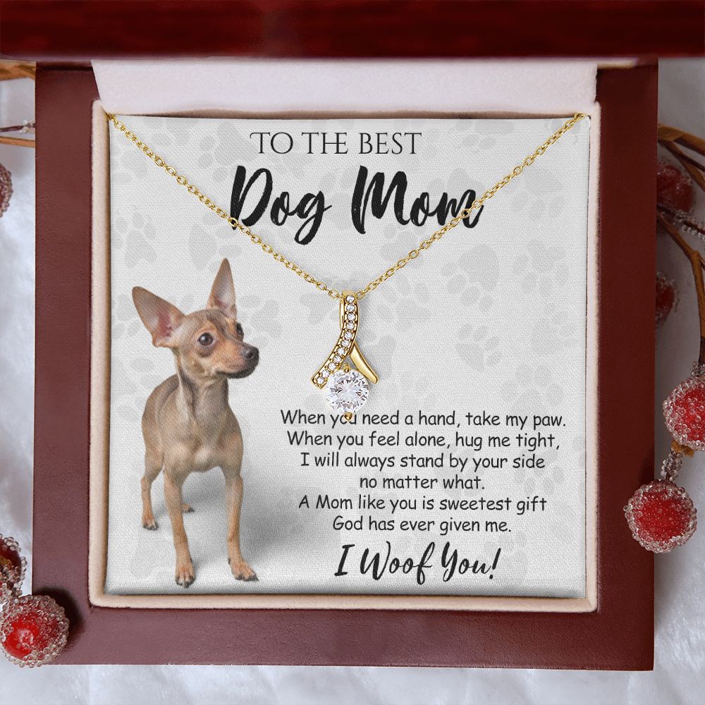 To The Best Chihuahua Dog Mom Knot Necklace Mother's Day Gift , I Woof You Quote Gift Card, Message Card Jewelry For Dog Lovers, Necklace For Mom Alluring Beauty Necklace