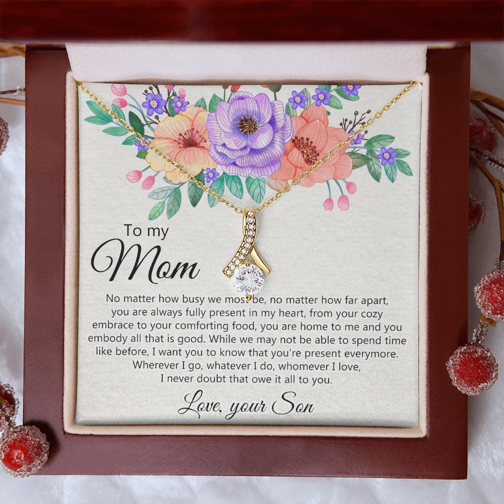 To my Mom Love Your Son Necklace, Meaningful Gift for Mom Necklace Jewelry for Women, Gift for Mom from Son, Son to Mom Jewelry Box, Mom Gift on Mother's Day Birthday Holiday Present Alluring Beauty Necklace
