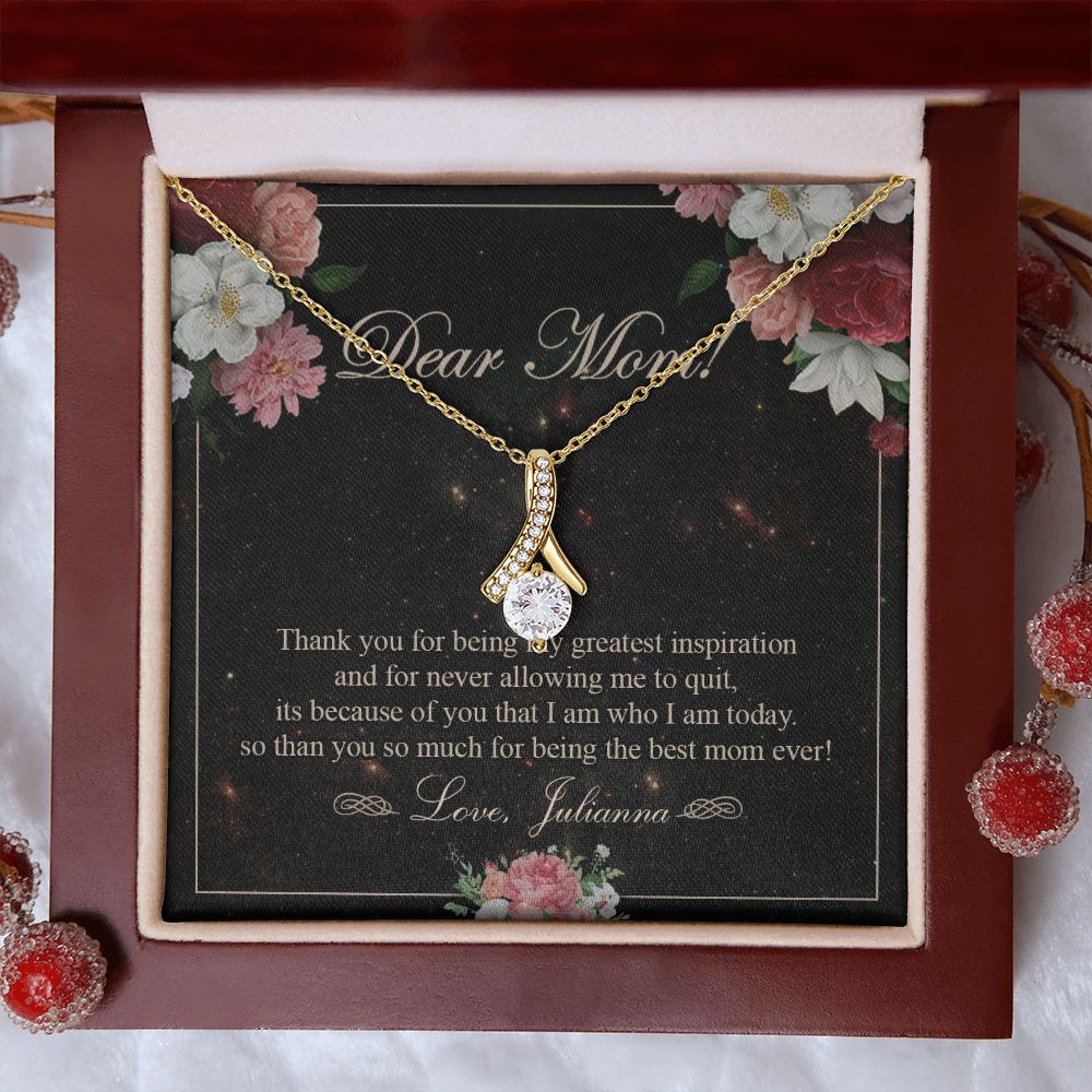 To My Mom Necklace, Gift For Mom On Mother's Day Thank You Mom Gifts From Kids Mom Julianna Alluring Beauty Necklace