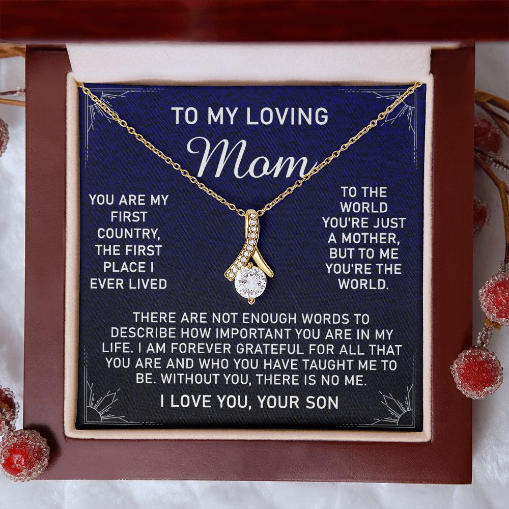 To My Loving Mom Necklace, Gift for Mom from Son, Mother's Day Jewelry Gift, Necklace for Mom Birthday Anniversary Mother's Day Jewelry Gift, To My Mom Necklace from Son Alluring Beauty Necklace