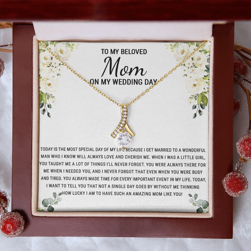 To My Beloved Mom On My Wedding Day Necklace, Daughter Gift for Mom, Bride Gift for Mother, Mother of Bride Gift, Necklace for Mother of Bride Wedding Day, To my Mom Necklace