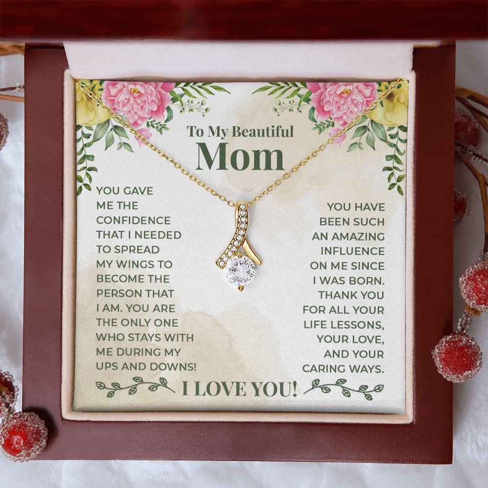 Mom Necklace Gifts for Mom from Daughter to Mom Gifts for Mothers Day from Daughter, To My Mom Necklace from Daughter to Mom Birthday Gifts Necklace with Message Card and Gift Box22 Alluring Beauty Necklace