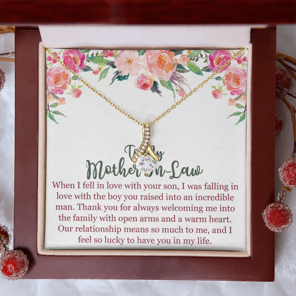 To My Mom In Law Necklace Pendant Gift From Son Happy Mother's Day Gift For Mom Birthday, Anniversary Love With Your Son Alluring Beauty Necklace