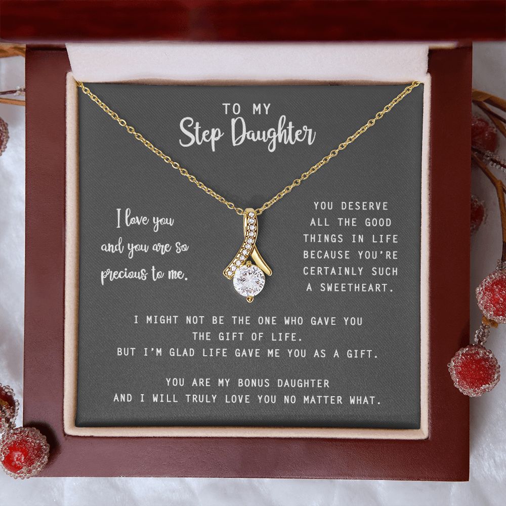 to My Step Daughter Necklace from Stepdad Bonus Daughters Birthday Xmas Congrats (1) Alluring Beauty Necklace