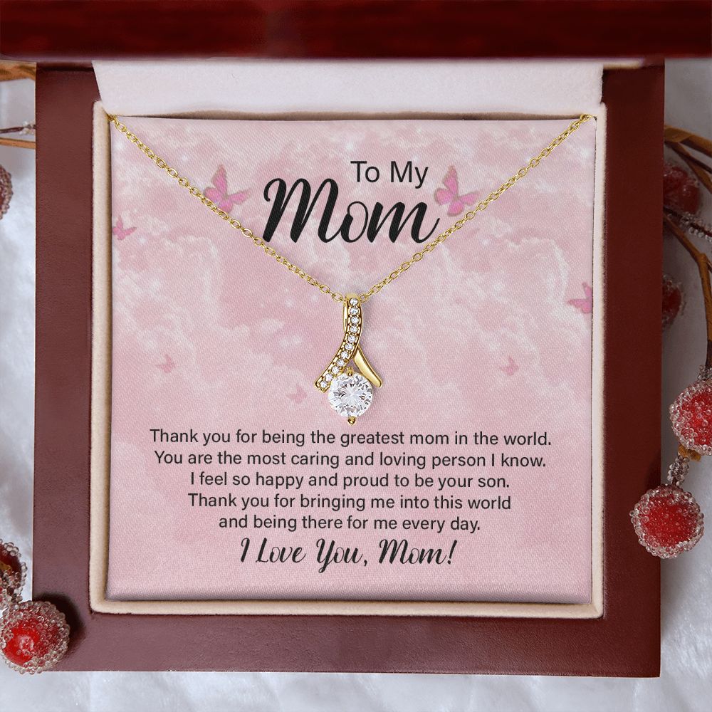 To My Mom Necklace, Gift For Mom, Mother's Day Gift from Daughter, Mom Jewelry Gift for Mothers Day, Birthday Gift for Mother, Moms Gift from Daughter Son, Necklace for Mom Mother 24 Alluring Beauty Necklace