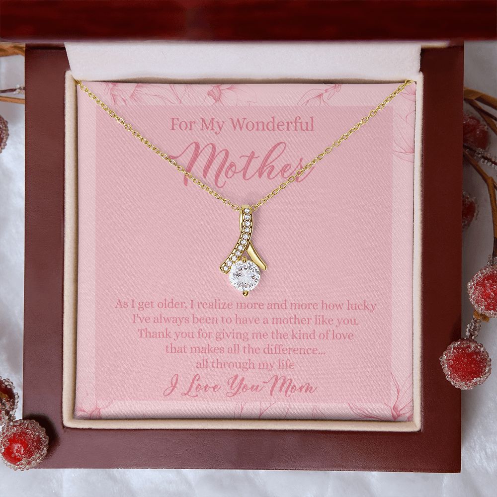 To My Wonderful Mother Necklace Message Card, Gift Box for Mom Birthday Gift From Daughter Mothers Day Necklace for Mom Gift From Daughter Mom Gifts For Wedding Mom Thank You Gift For Mom Alluring Beauty Necklace
