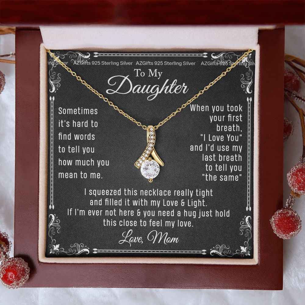 To My Daughter Necklace From Mom - Necklaces For Daughter From Mom, Mother Daughter Necklace, Gifts For Daughters From Mothers, Jewelry Gift For Badass Daughter On Birthday, Christmas, Graduation Alluring Beauty Necklace