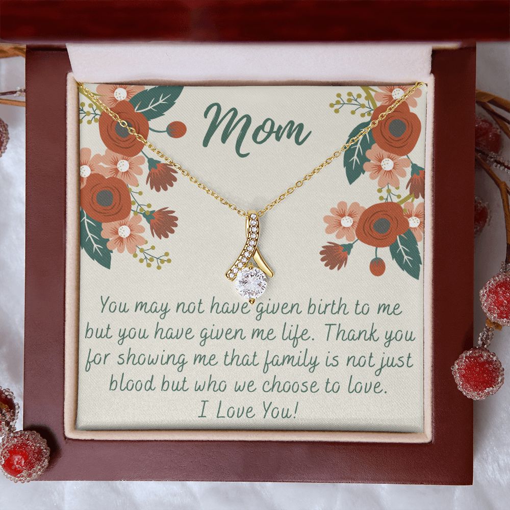 To My Mom Love Knot Necklace Gift for Stepmom Birthday Present Idea for Mother Alluring Beauty Necklace