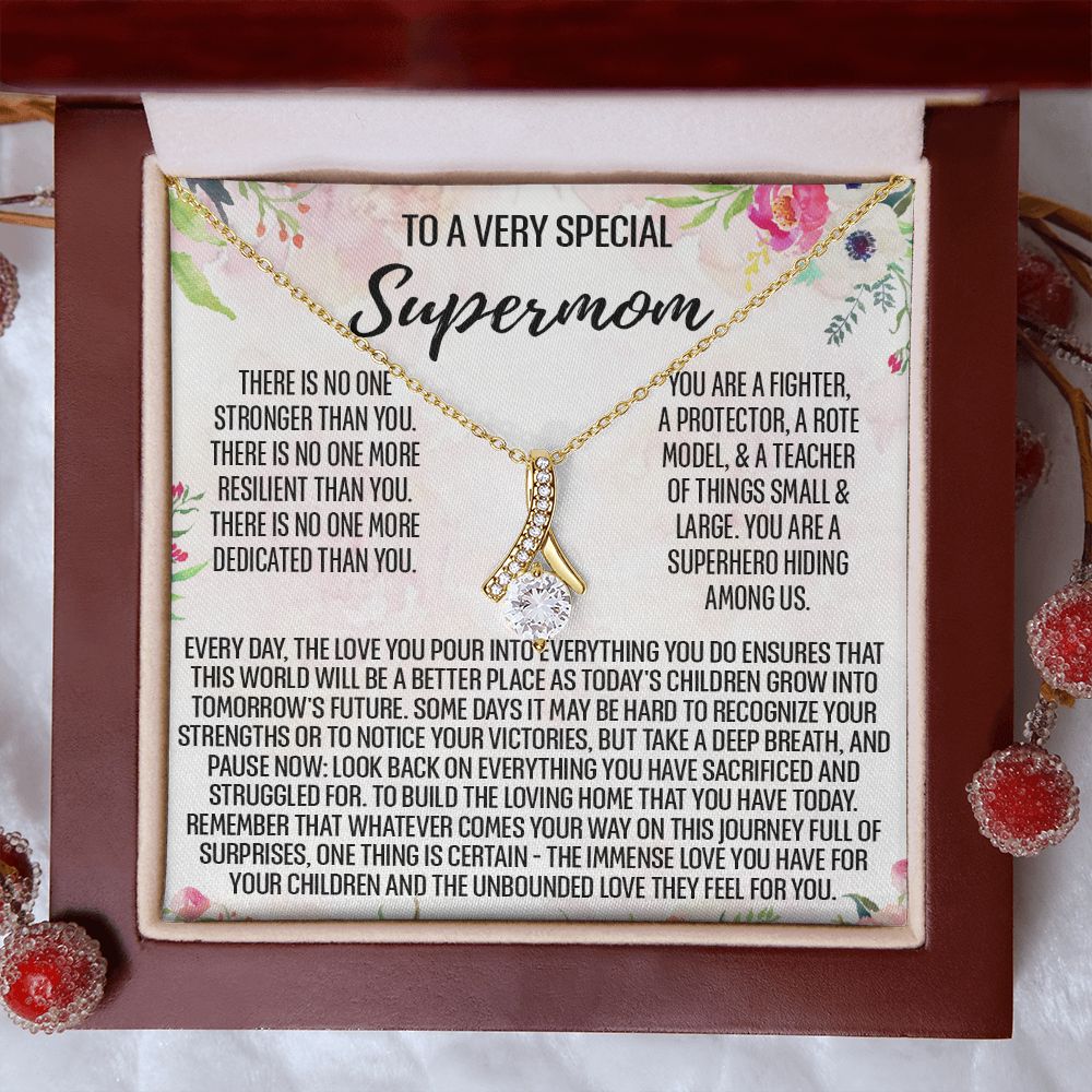 To Supermom Mom Necklace Gift for Single Mother Necklace Holiday, Christmas, Birthday Present for Single Mother, Super Mom, Mother's Day Gift Mom Jewelry for Women 301 Alluring Beauty Necklace