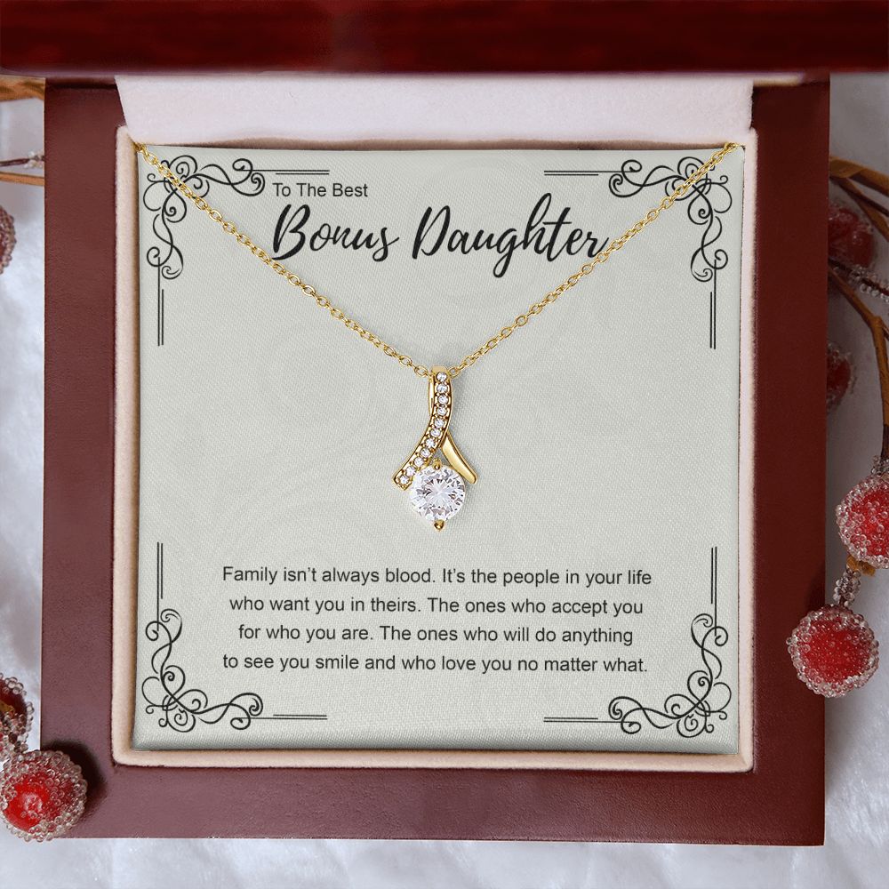 Bonus Daughter Gift Necklace, Double Hearts Necklace, Stepdaughter Jewelry Alluring Beauty Necklace