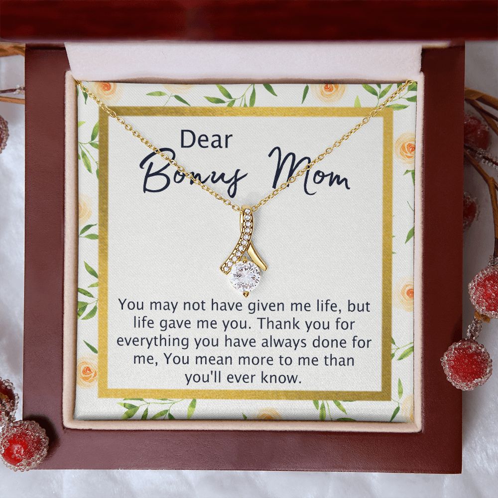 Bonus Mom Gifts, To My Bonus Mom Necklace, Bonus Mom Jewelry, Necklace for Bonus Mom, Step Daughter To Stepmother Necklace, Step Mom Necklace for Women Step Mom Mothers Day Jewelry Alluring Beauty Necklace
