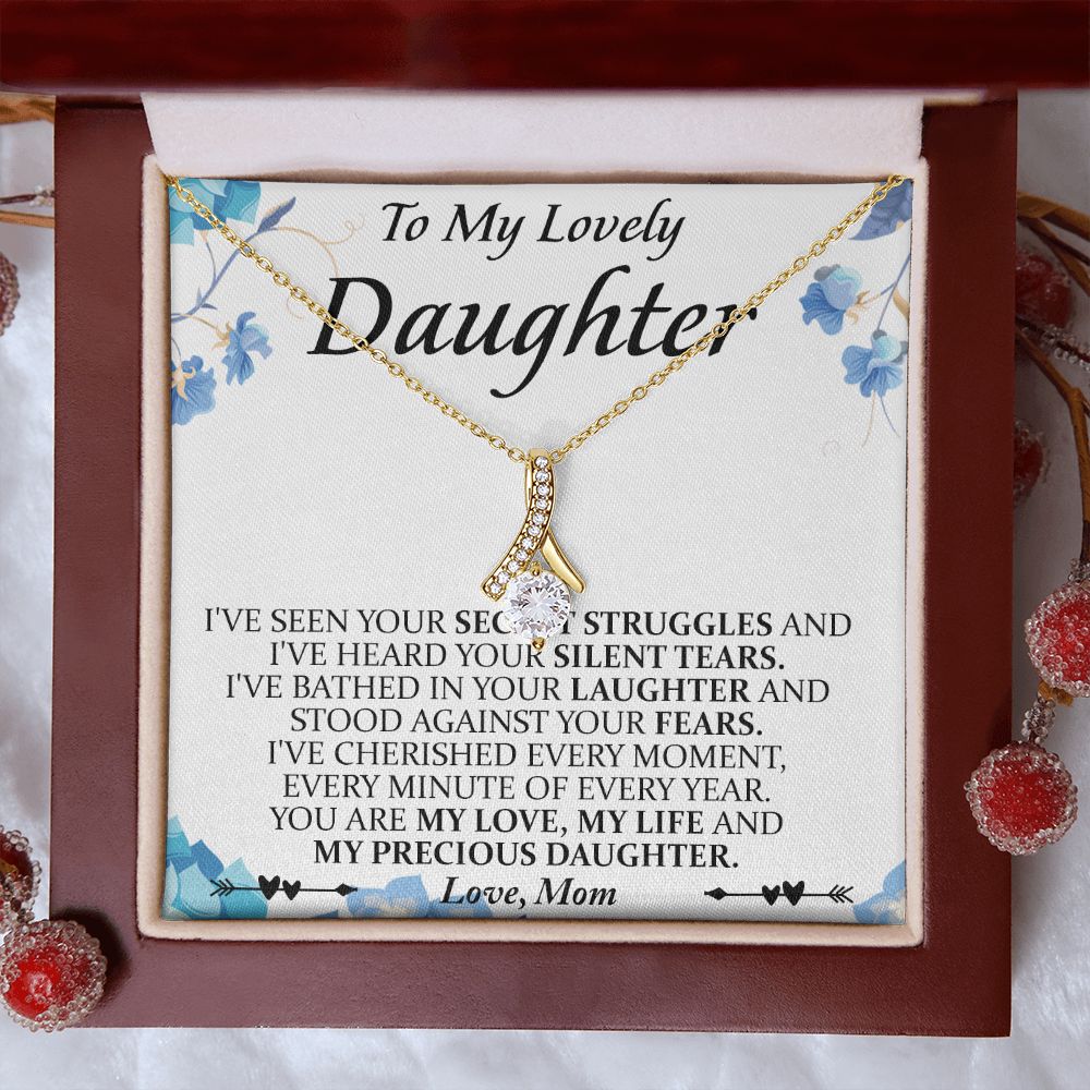 Mother and Daughter Necklace for Girls, To My Daughter Gift Necklace from Mom, Birthday Christmas Gift Graduation Gifts for Daughters, Jewelry Pendant Present for Daughter, Mother Daughter Gift 41 Alluring Beauty Necklace