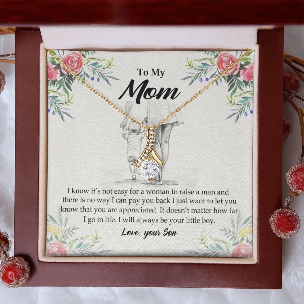 To My Mom Necklace Pendant Gift From Son And Happy Mother's Day Gift For Mom Birthday, Anniversary Your Little Boy Alluring Beauty Necklace