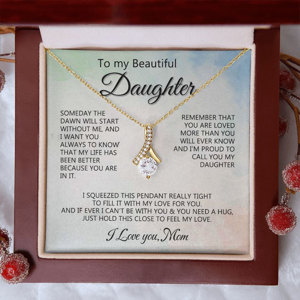 Jewelry Pendant Present for Daughter, To My Daughter Gift Necklace from Mom, Mother Daughter Gift Ideas, Birthday Christmas Gift Graduation Gifts for Daughters, Mother and Daughter Necklace 14 Alluring Beauty Necklace