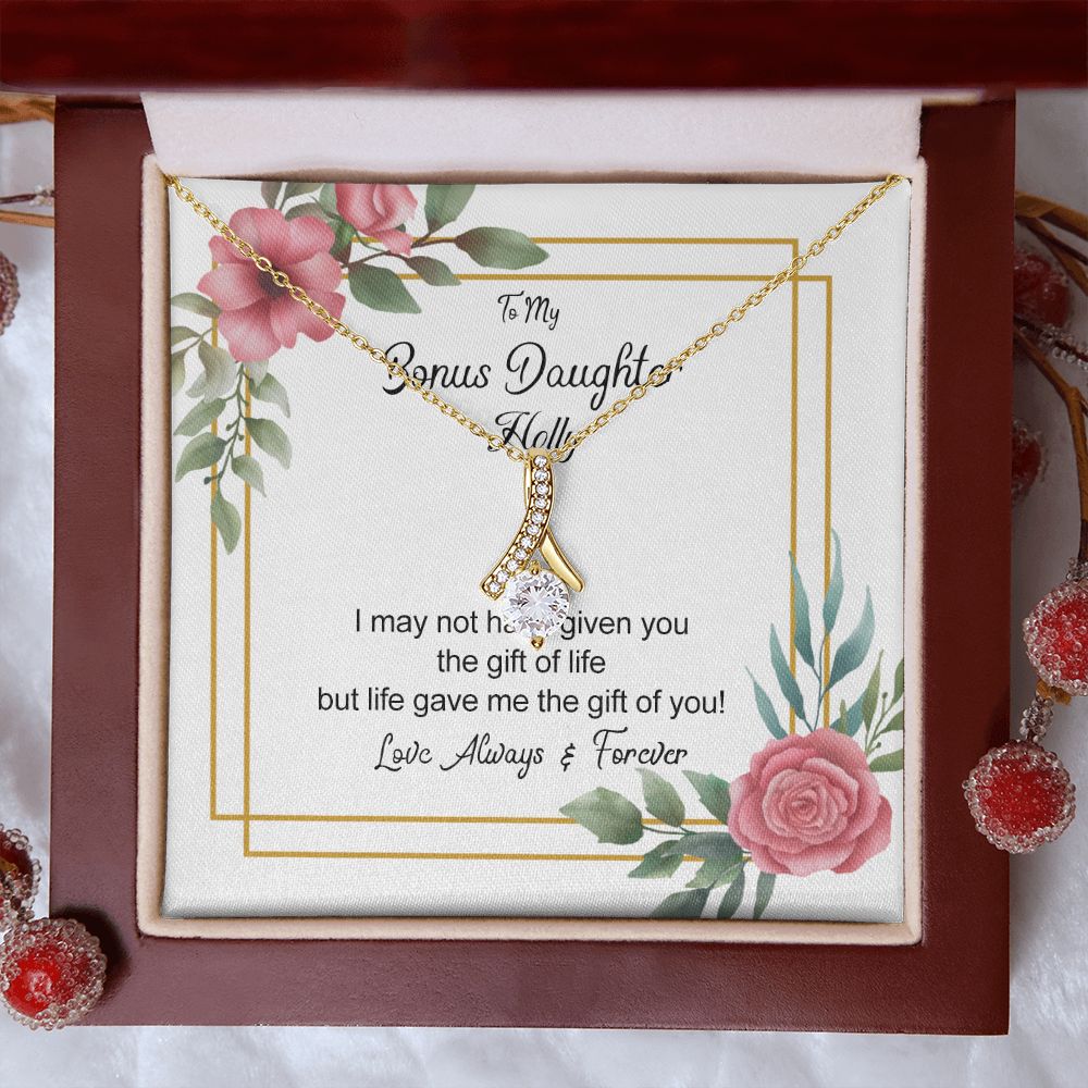Bonus Daughter Gifts From Stepdad, Step Daughter Gifts From Stepmom, Stepdaughter Gifts From Stepdad, Father Stepdaughter Necklace, To My Bonus Daughter Necklaces, Christmas Gifts For Bonus6 Alluring Beauty Necklace