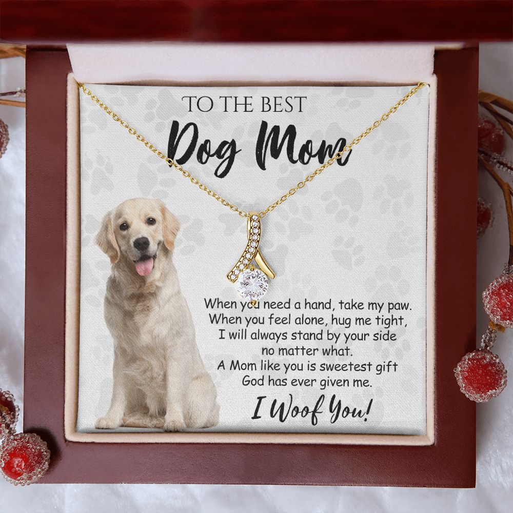 To The Best Golden Retriever Dog Mom Knot Necklace Mother's Day Gift , I Woof You Gift Card, Message Card Jewelry For Dog Lovers, Necklace For Mom Alluring Beauty Necklace