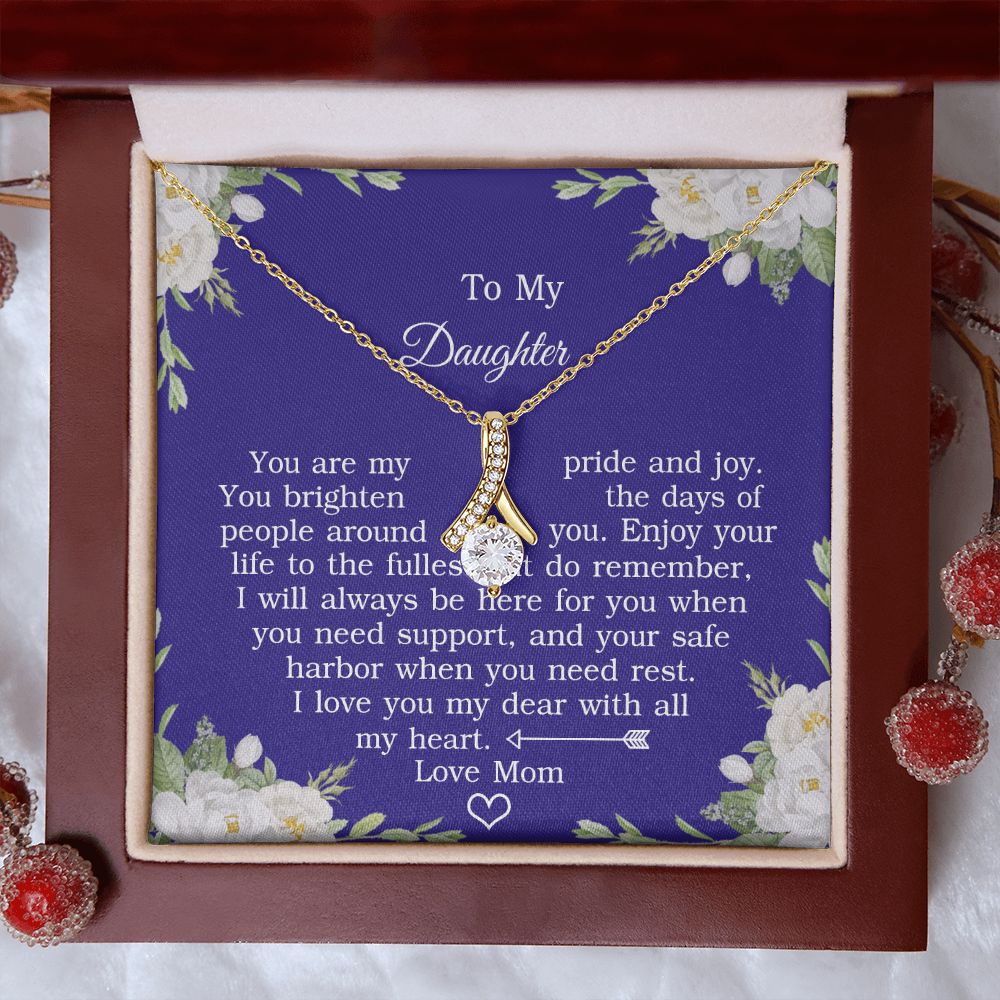 Mother Daughter Gift Ideas, To My Daughter Gift Necklace from Mom, Jewelry Pendant Present for Daughter, Birthday Christmas Gift Graduation Gifts for Daughters, Mother and Daughter Necklace 2137 Alluring Beauty Necklace