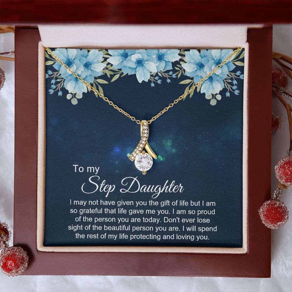 Bonus Daughter Gifts From Stepdad, Step Daughter Gifts From Stepmom, Stepdaughter Gifts From Stepdad, Father Stepdaughter Necklace, To My Bonus Daughter Necklaces, Christmas Gifts For Bonus3 Alluring Beauty Necklace