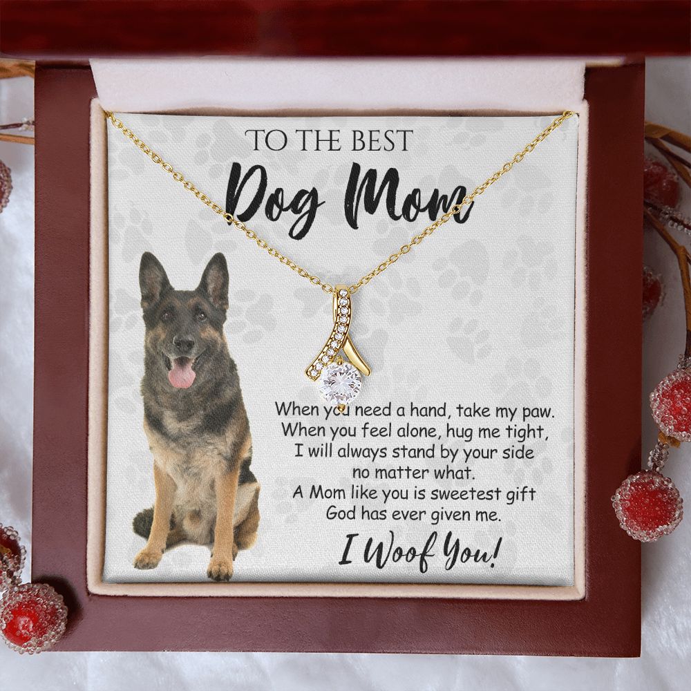 To The Best German Shepherd Dog Mom Knot Necklace Mother's Day Gift , I Woof You Quote Gift Card, Message Card Jewelry For Dog Lovers, Necklace For Mom Alluring Beauty Necklace