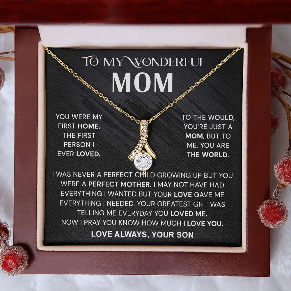 To My Wonderful Mom Necklace, Mom From Son Gift, Gift for Mother's Day From Son, Gift for Mom, Mother Gift from Son Necklace, Son to Mom Gifts, Mom gifts, Mothers Day Gift From Son Alluring Beauty Necklace