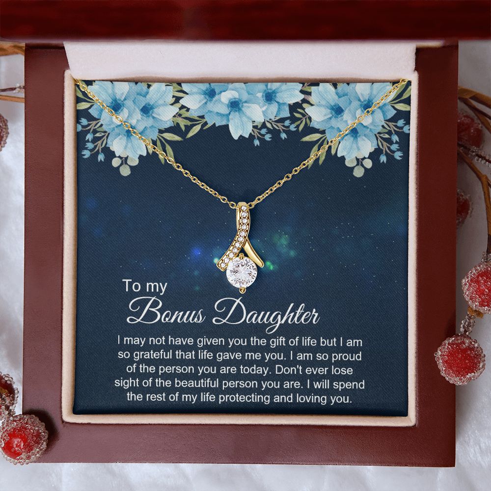 Bonus Daughter Gifts From Stepdad, Step Daughter Gifts From Stepmom, Stepdaughter Gifts From Stepdad, Father Stepdaughter Necklace, To My Bonus Daughter Necklaces, Christmas Gifts For Bonus4 Alluring Beauty Necklace