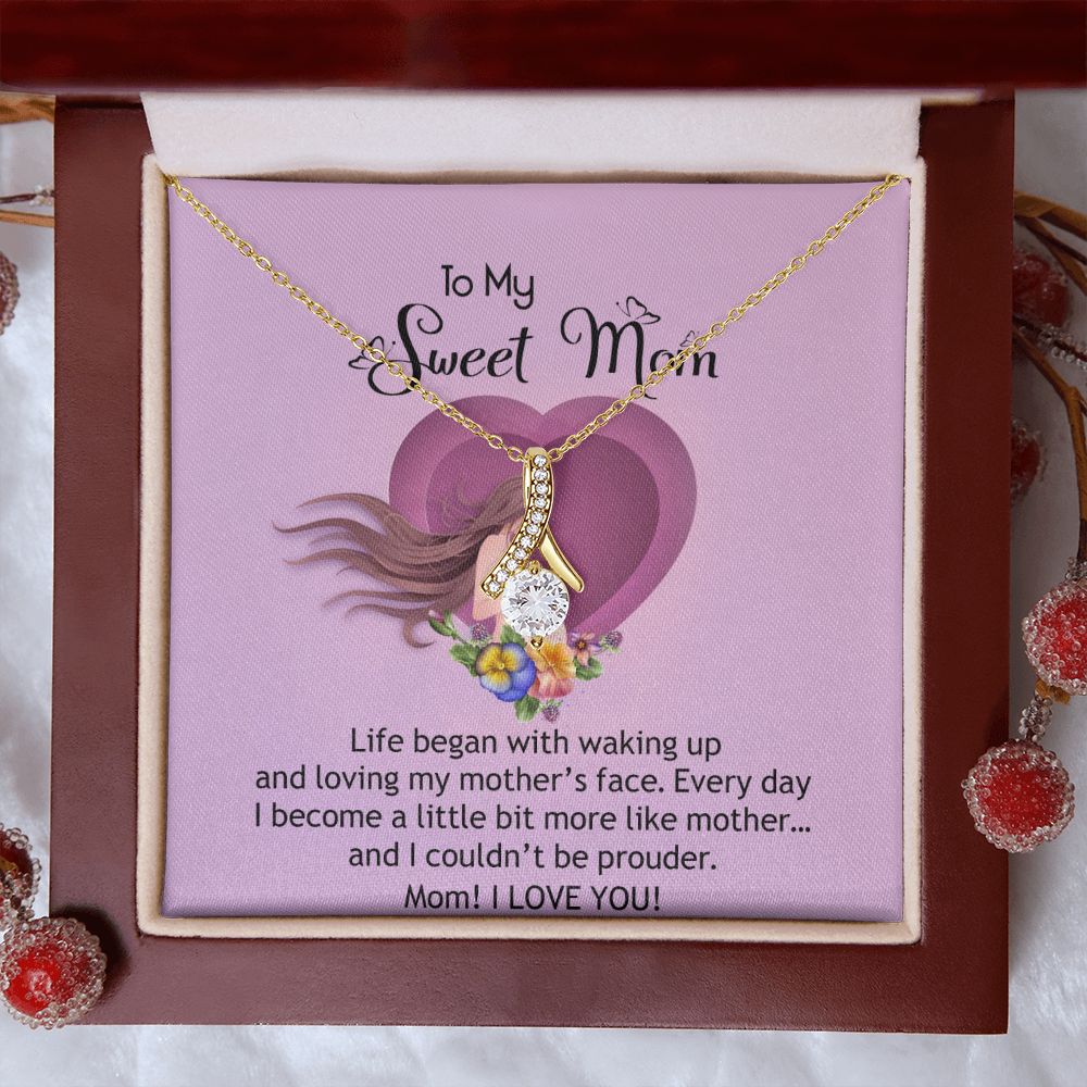 To My Sweet Mom, Sweet Mom Necklace Pendant, Mothers Day Gifts, Gift For Sweet Mom, New Mom Gifts Alluring Beauty Necklace