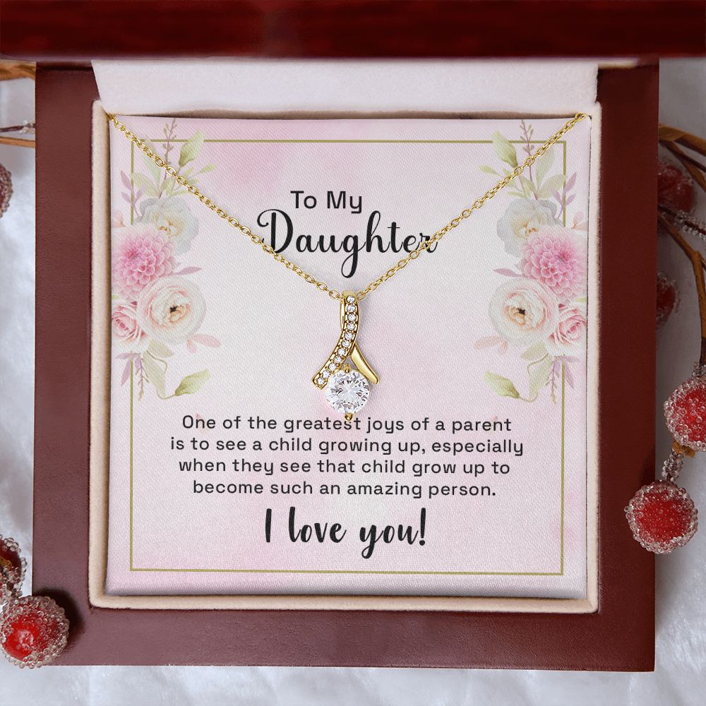 Mother and Daughter Necklace for Girls, To My Daughter Gift Necklace from Mom, Birthday Christmas Gift Graduation Gifts for Daughters, Jewelry Pendant Present for Daughter, Mother Daughter Gift 44 Alluring Beauty Necklace