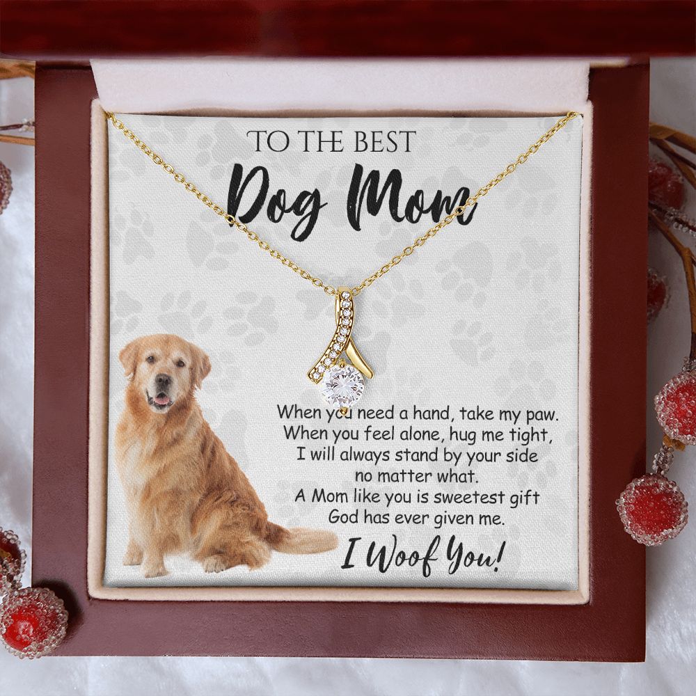 To The Best Golden Retriever Dog Mom Knot Necklace Mother's Day Gift , I Woof You Quote Gift Card, Message Card Jewelry For Dog Lovers, Necklace For Mom Alluring Beauty Necklace
