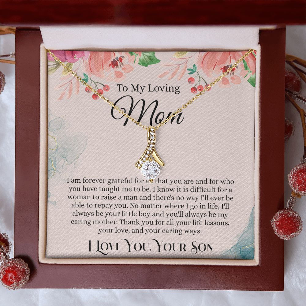 To My Loving Mom Necklace, Mom Gift From Son, Mom Necklace, Gift For Mom From Son, Mom Mother's Day Gift From Son, Mom Birthday Gift From Son, To My Mom Gift, Necklace for Women Alluring Beauty Necklace