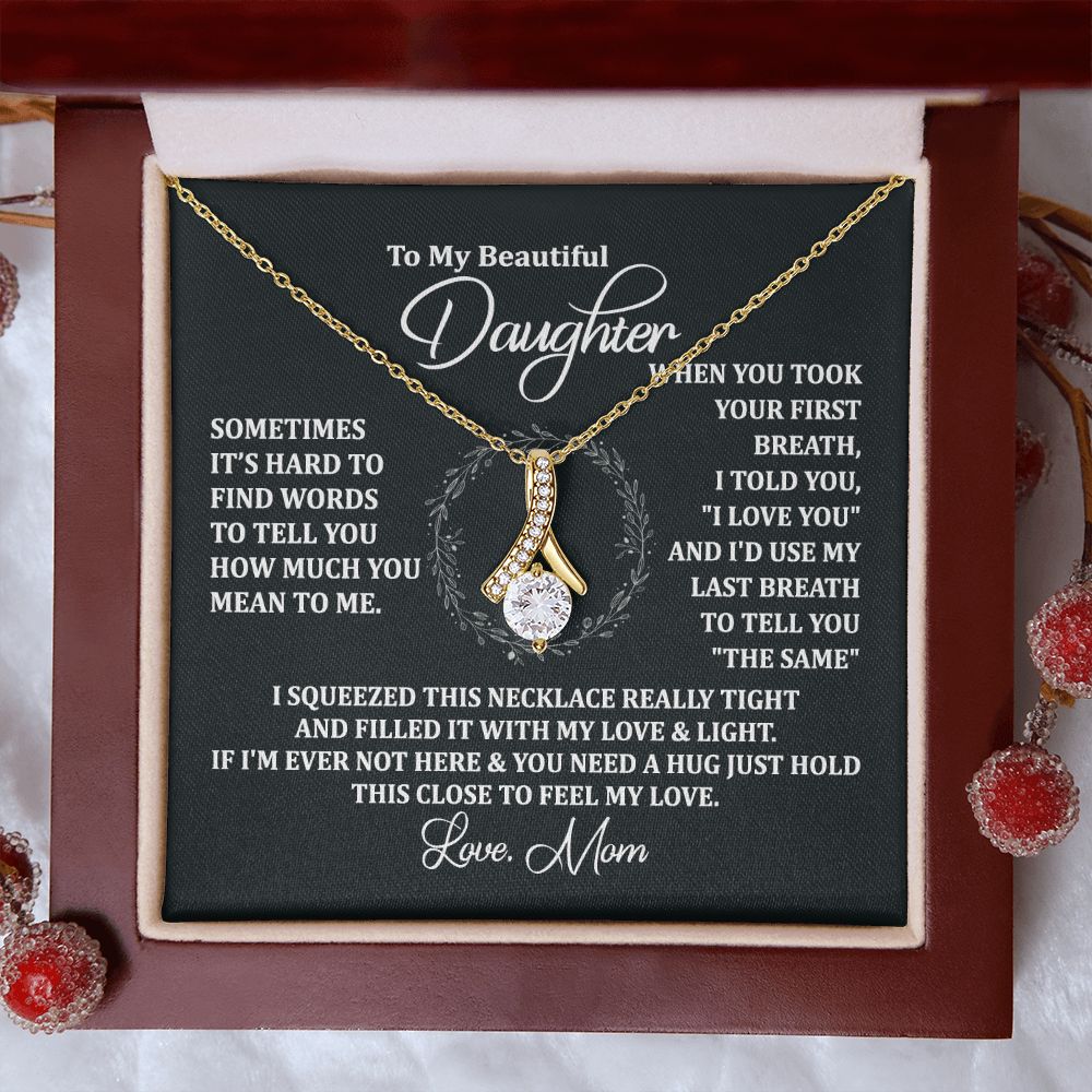Mother Daughter Gift Ideas, To My Daughter Gift Necklace from Mom, Jewelry Pendant Present for Daughter, Birthday Christmas Gift Graduation Gifts for Daughters, Mother and Daughter Necklace 2135 Alluring Beauty Necklace