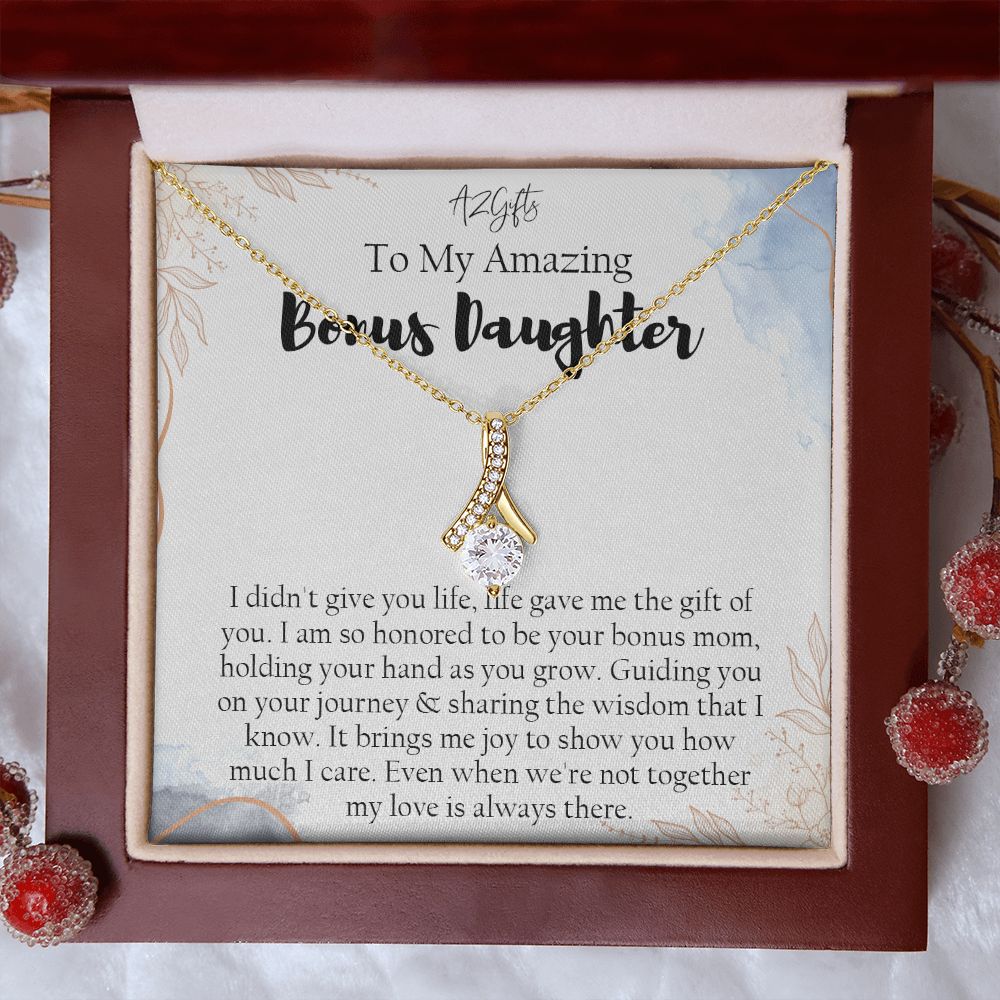 Bonus Daughter Gifts From Stepdad, Step Daughter Gifts From Stepmom, Stepdaughter Gifts From Stepdad, Father Stepdaughter Necklace, To My Bonus Daughter Necklaces, Christmas Gifts For Bonus1 Alluring Beauty Necklace