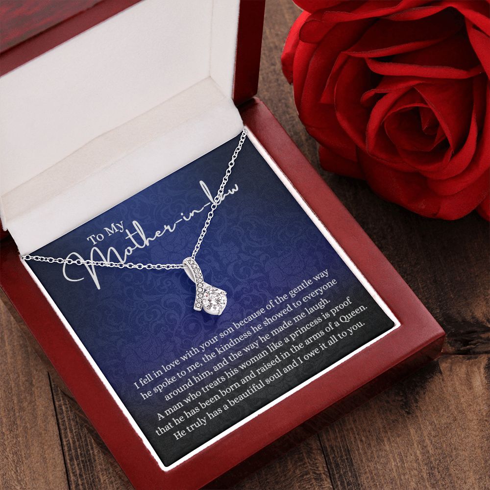 To My Mother in Law Necklace, Mother in Law Jewelry Box, Gift Card, Necklace for Mother in Law Jewelry Gift to My Mother-in-law on Wedding Day Mother's day gift for Mother in Law Alluring Beauty Necklace