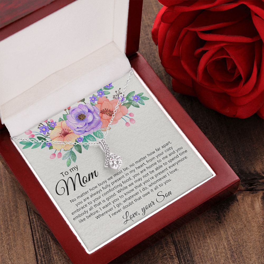 To my Mom Love Your Son Necklace, Meaningful Gift for Mom Necklace Jewelry for Women, Gift for Mom from Son, Son to Mom Jewelry Box, Mom Gift on Mother's Day Birthday Holiday Present Alluring Beauty Necklace