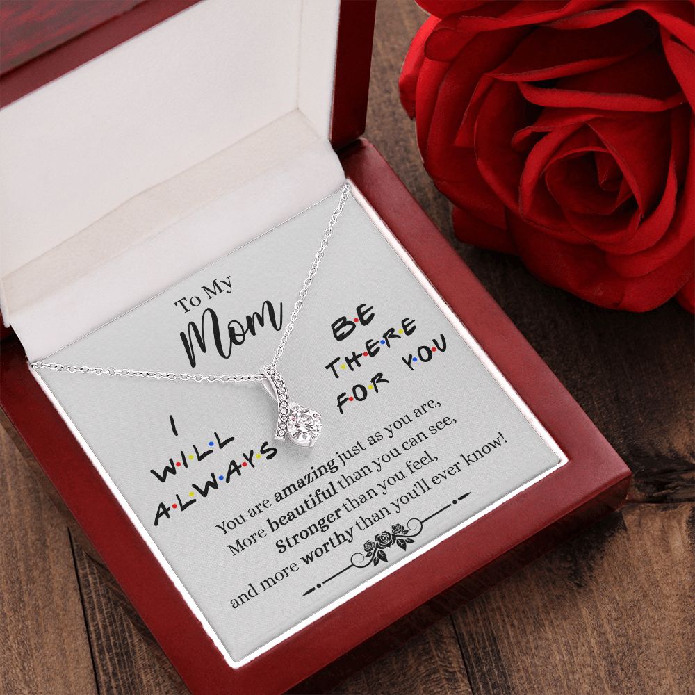 Mother Daughter Necklace Gifts For Mom Birthday Christmas Mothers Day Present To My Mom Jewelry Pendant Message Card Gift Box Alluring Beauty Necklace