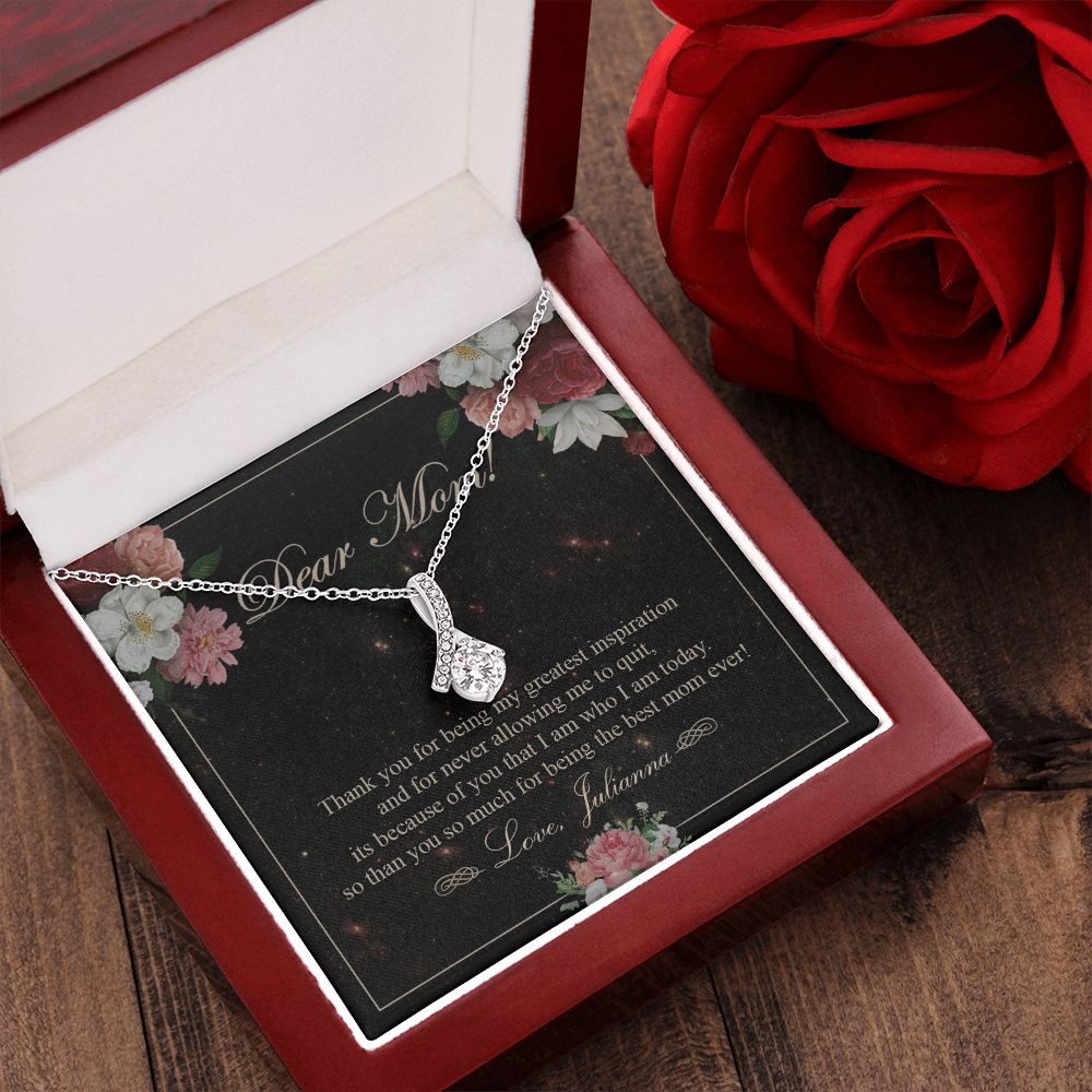 To My Mom Necklace, Gift For Mom On Mother's Day Thank You Mom Gifts From Kids Mom Julianna Alluring Beauty Necklace
