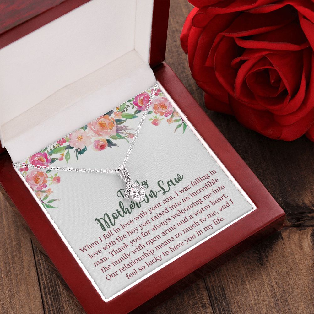 To My Mom In Law Necklace Pendant Gift From Son Happy Mother's Day Gift For Mom Birthday, Anniversary Love With Your Son Alluring Beauty Necklace
