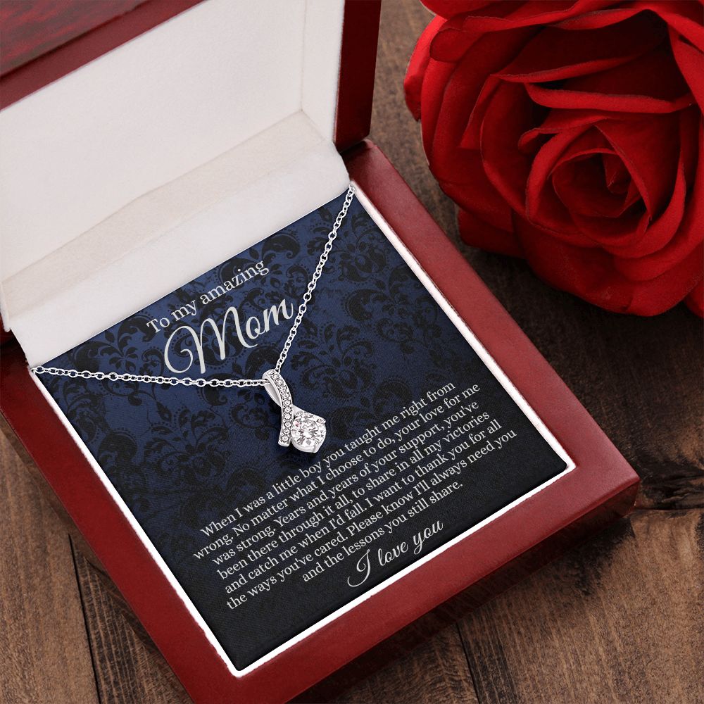 Gift for Mom Necklace, To My Beautiful Mom Love Knot Necklace Card, Mother’s Day Gift For Mom From Son, Thank You Mom Gift, Custom Jewelry Necklace For Mom Alluring Beauty Necklace