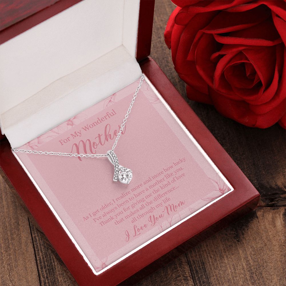 To My Wonderful Mother Necklace Message Card, Gift Box for Mom Birthday Gift From Daughter Mothers Day Necklace for Mom Gift From Daughter Mom Gifts For Wedding Mom Thank You Gift For Mom Alluring Beauty Necklace