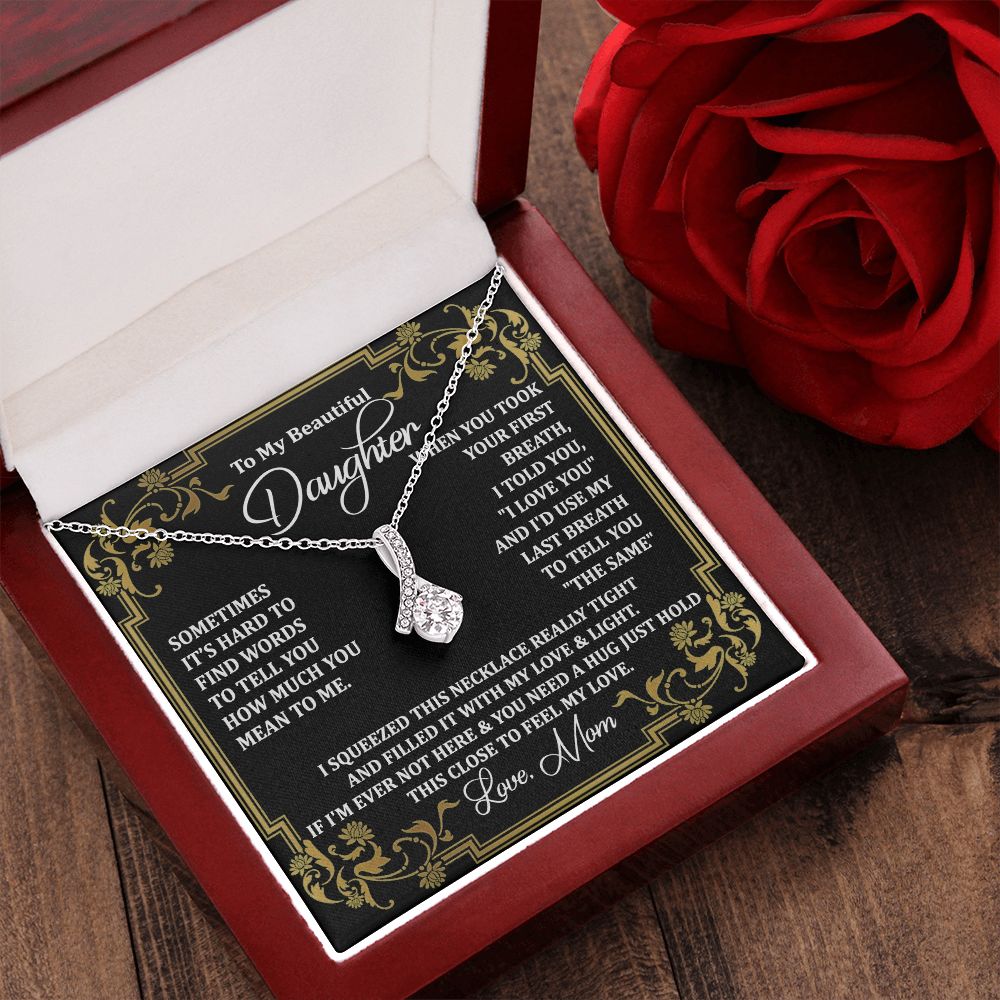 Mother Daughter Gift Ideas, To My Daughter Gift Necklace from Mom, Jewelry Pendant Present for Daughter, Birthday Christmas Gift Graduation Gifts for Daughters, Mother and Daughter Necklace 2134 Alluring Beauty Necklace