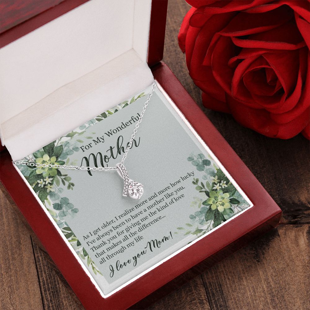 To My Wonderful Mother Necklace Message Card, Gift Box for Mom Birthday Gift From Daughter Mothers Day Necklace for Mom Gift From Daughter Mom Gifts For Mom Thank You Gift For Mom Alluring Beauty Necklace