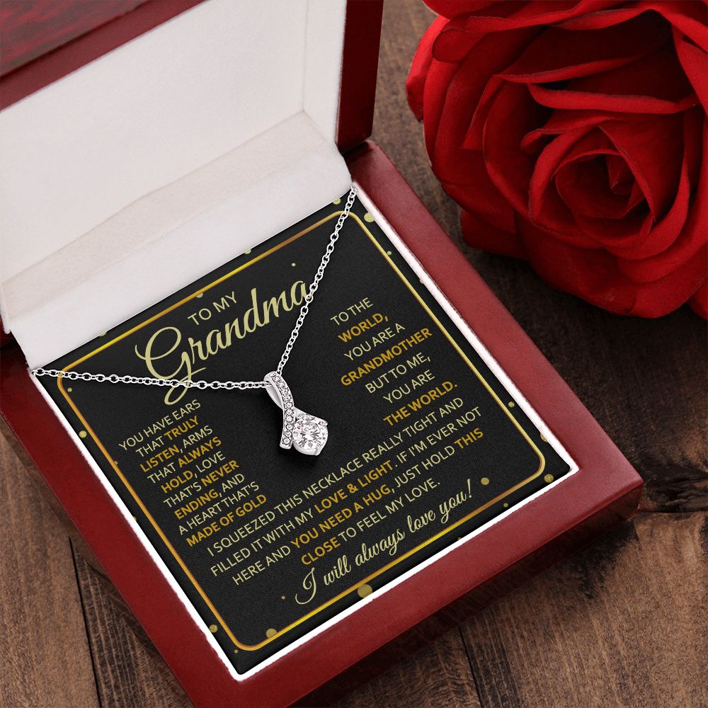 To My Grandma Necklace, Gift for Grandmother Necklace, Mothers Day Gift For Grandma Nana, Grandma Jewelry From Grandchildren GrandKids , Jewelry Box Gift For Grandma Grandmother7 Alluring Beauty Necklace