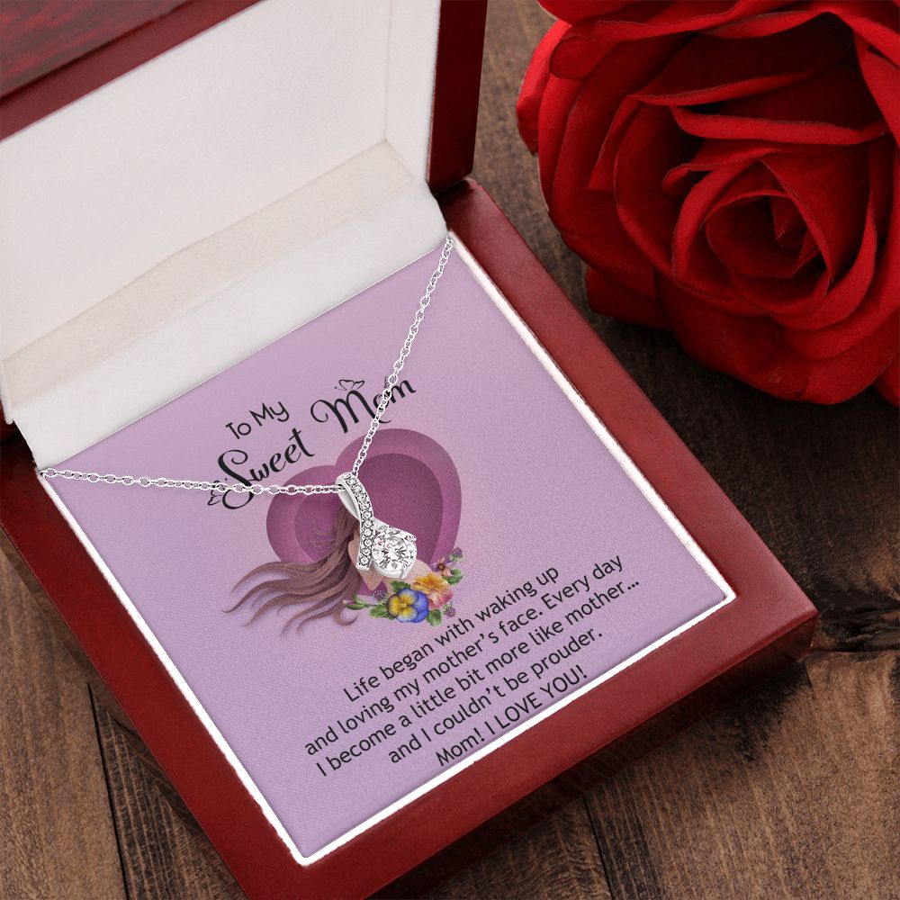 To My Sweet Mom, Sweet Mom Necklace Pendant, Mothers Day Gifts, Gift For Sweet Mom, New Mom Gifts Alluring Beauty Necklace