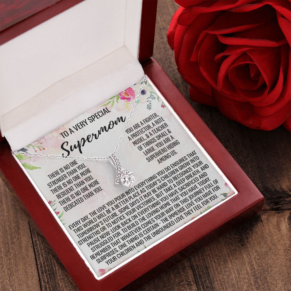 To Supermom Mom Necklace Gift for Single Mother Necklace Holiday, Christmas, Birthday Present for Single Mother, Super Mom, Mother's Day Gift Mom Jewelry for Women 301 Alluring Beauty Necklace