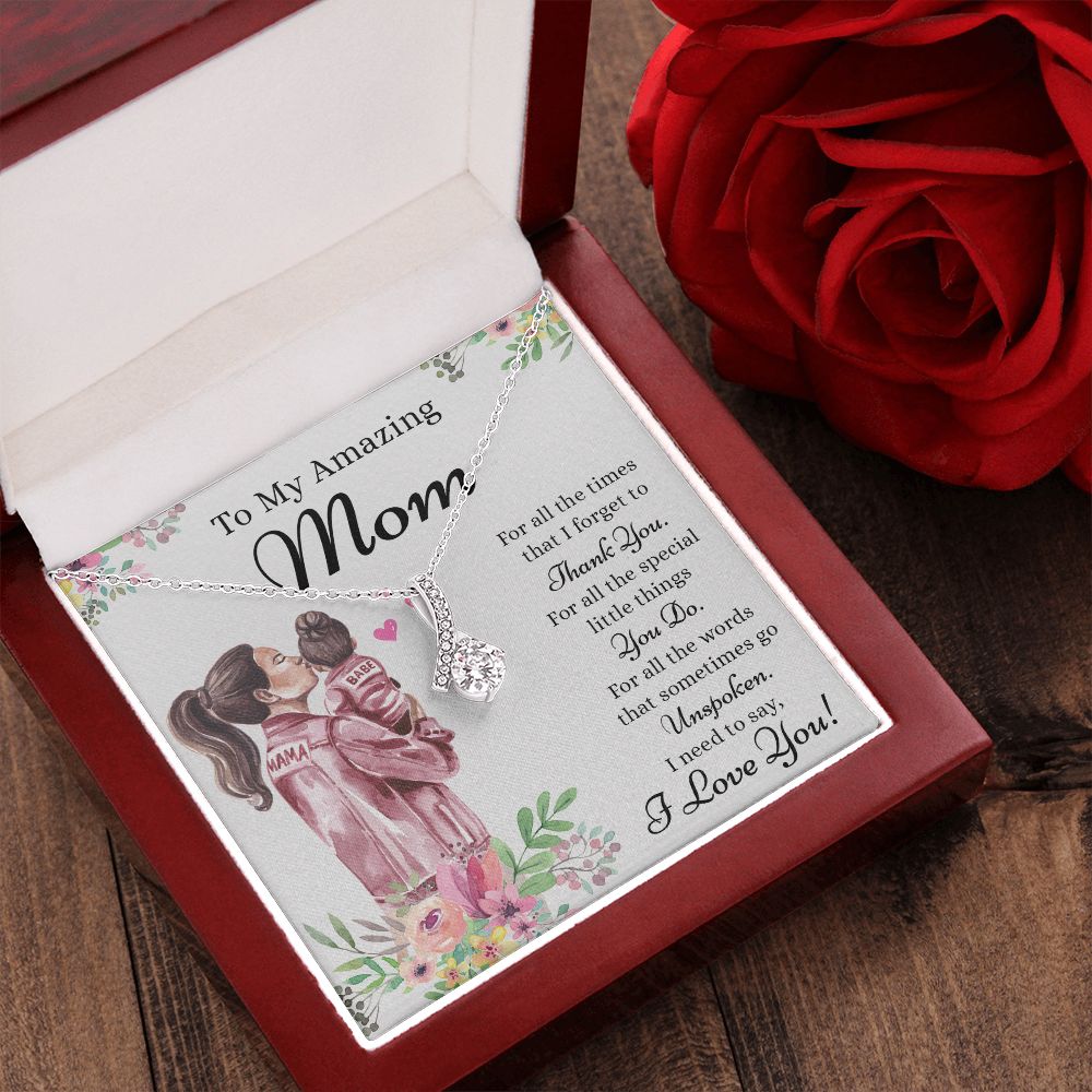 Mom Necklace Gifts for Mom from Daughter to Mom Gifts for Mothers Day from Daughter, To My Mom Necklace from Daughter to Mom Birthday Gifts Necklace with Message Card and Gift Box2240 Alluring Beauty Necklace