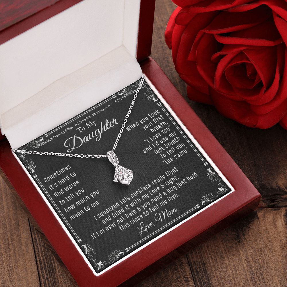 To My Daughter Necklace From Mom - Necklaces For Daughter From Mom, Mother Daughter Necklace, Gifts For Daughters From Mothers, Jewelry Gift For Badass Daughter On Birthday, Christmas, Graduation Alluring Beauty Necklace