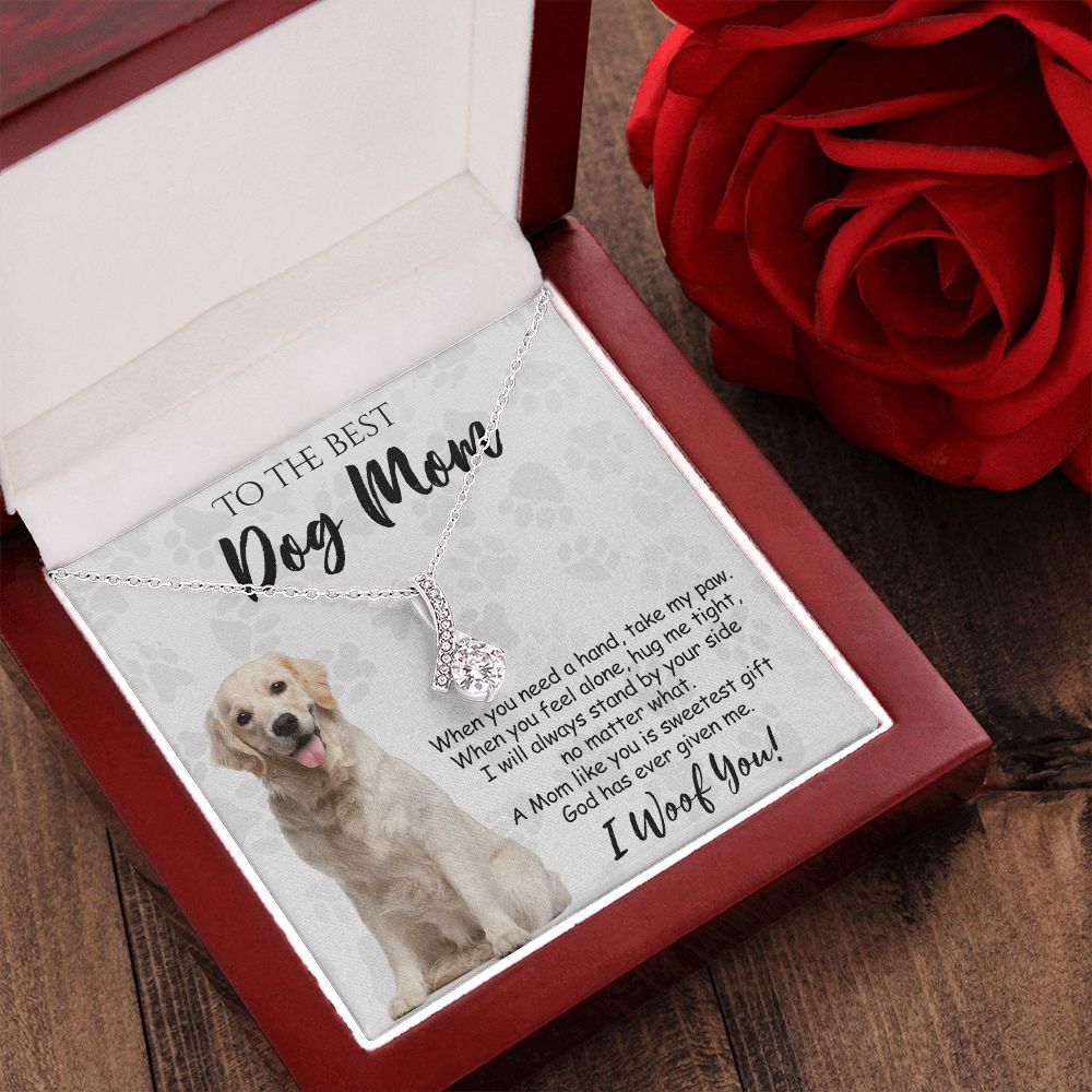 To The Best Golden Retriever Dog Mom Knot Necklace Mother's Day Gift , I Woof You Gift Card, Message Card Jewelry For Dog Lovers, Necklace For Mom Alluring Beauty Necklace