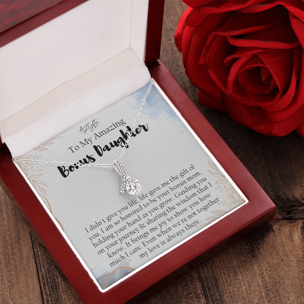 Bonus Daughter Gifts From Stepdad, Step Daughter Gifts From Stepmom, Stepdaughter Gifts From Stepdad, Father Stepdaughter Necklace, To My Bonus Daughter Necklaces, Christmas Gifts For Bonus1 Alluring Beauty Necklace