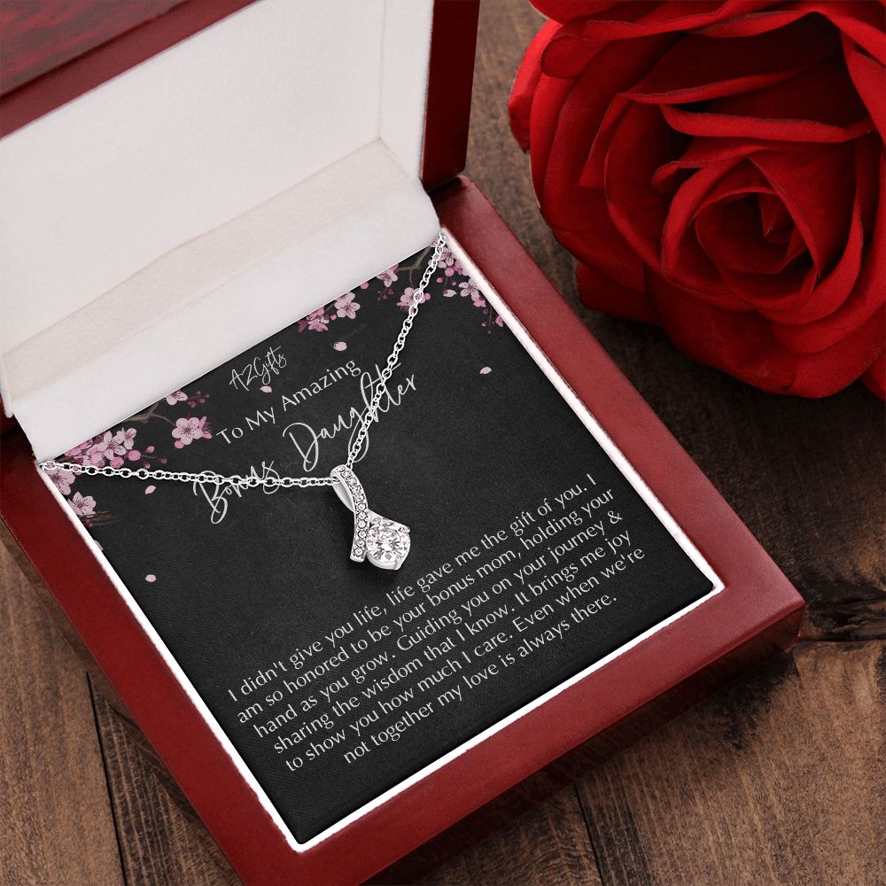 Bonus Daughter Gifts From Stepdad, Step Daughter Gifts From Stepmom, Stepdaughter Gifts From Stepdad, Father Stepdaughter Necklace, To My Bonus Daughter Necklaces, Christmas Gifts For Bonus D Alluring Beauty Necklace