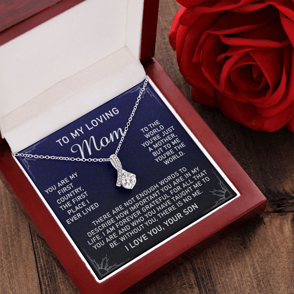 To My Loving Mom Necklace, Gift for Mom from Son, Mother's Day Jewelry Gift, Necklace for Mom Birthday Anniversary Mother's Day Jewelry Gift, To My Mom Necklace from Son Alluring Beauty Necklace