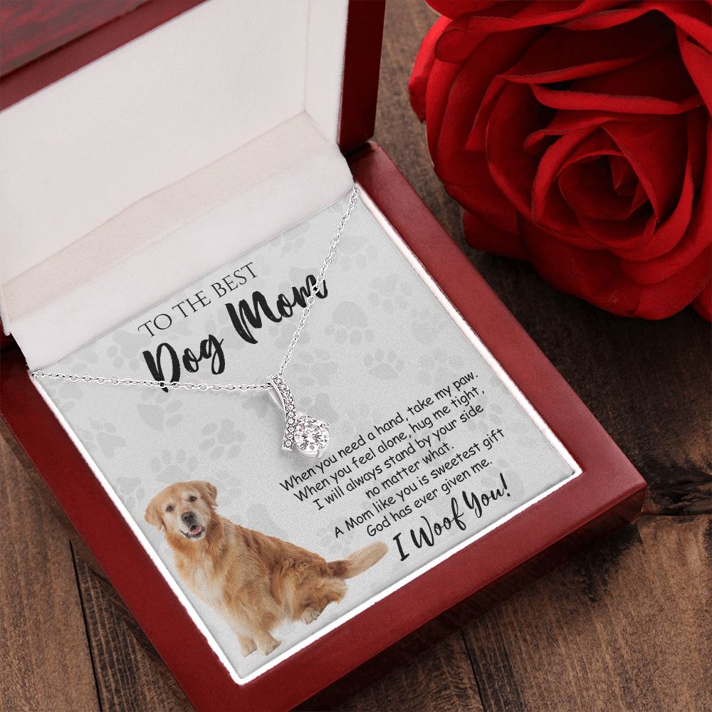 To The Best Golden Retriever Dog Mom Knot Necklace Mother's Day Gift , I Woof You Quote Gift Card, Message Card Jewelry For Dog Lovers, Necklace For Mom Alluring Beauty Necklace